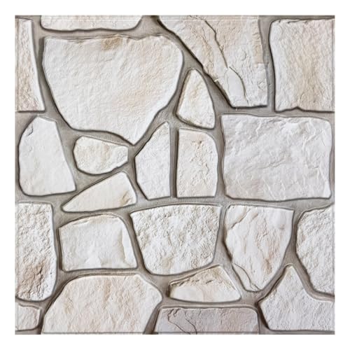 COMSTICKC 3D Peel and Stick Faux Stone Wall Panels for Quick DIY Wall Decor - color: Beige