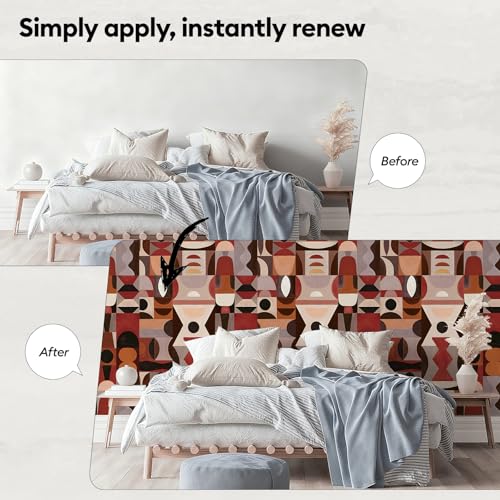 17"x118" Peel and Stick Wallpaper for Renter Friendly-Geometric Clay - color: Geometric Clay, size: 17"x118"
