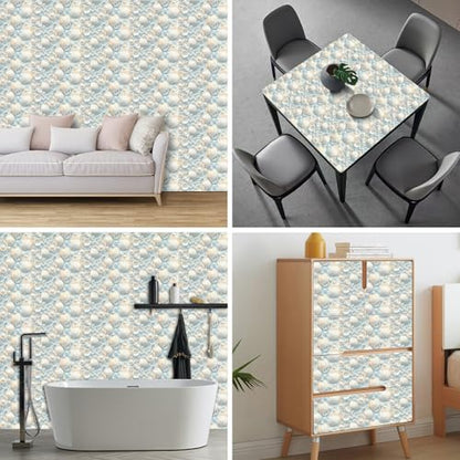 HOMETITUTE Pearl Seashell Peel and Stick Wallpaper 118.1x17.7 Inch Vinyl - color: Seashell