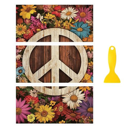 Peacoblue Peace Flowers Rub On Transfers for Furniture Craft 6"x12" - style: Peace Symbol and flowers