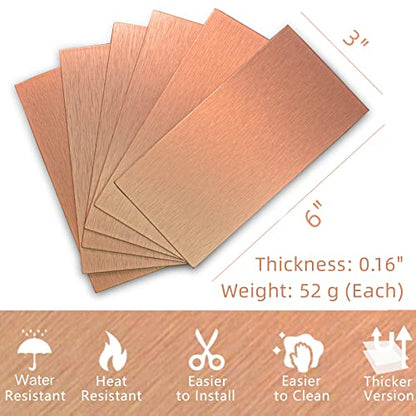 Aluminum Peel and Stick Backsplash Tile Panels - 3"x6" 40-Pack - color: Copper