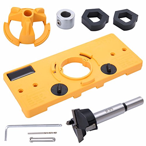 35mm Hinge Drilling Jig + 35mm Forstner Bit Woodworking Tool Drill Bits for Cabinet Door Installation