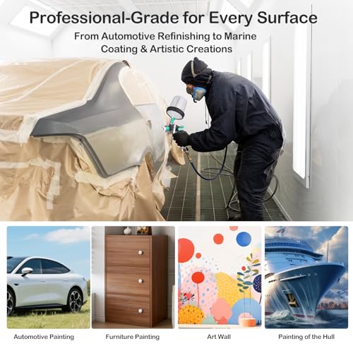 HVLP Air Spray Gun Kit Includes 10 Disposable 650ml Paint Cups with 1.4/1.7/2.0mm Nozzles. The Automotive Paint Spray Gun can be Used for Primer, Clear Topcoat Application (Green) - color: Green