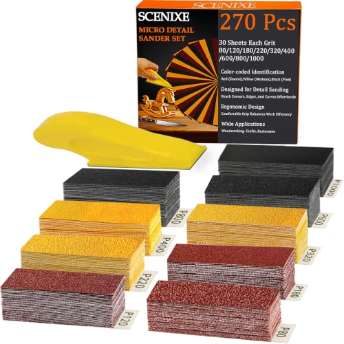 270 PCS Micro Sander, 80-1000 Grit Detail & Mini Sander Block