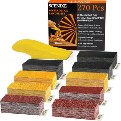 270 PCS Micro Sander, 80-1000 Grit Detail & Mini Sander Block