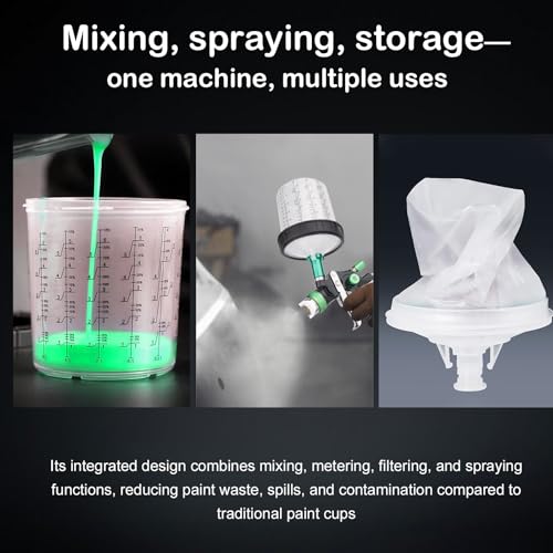 HVLP Air Spray Gun Kit Includes 10 Disposable 650ml Paint Cups with 1.4/1.7/2.0mm Nozzles. The Automotive Paint Spray Gun can be Used for Primer, Clear Topcoat Application (Green) - color: Green
