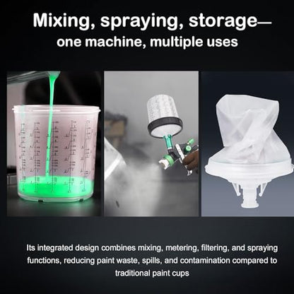 HVLP Air Spray Gun Kit Includes 10 Disposable 650ml Paint Cups with 1.4/1.7/2.0mm Nozzles. The Automotive Paint Spray Gun can be Used for Primer, Clear Topcoat Application (Green) - color: Green