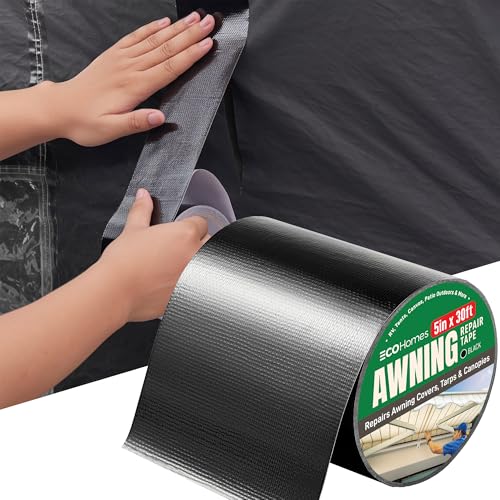 ECOHomes Awning, Tent & Canvas Repair Tape (Black, 5 Inch x 30 Feet) - color: Black, size: 5 Inch By 30 FT