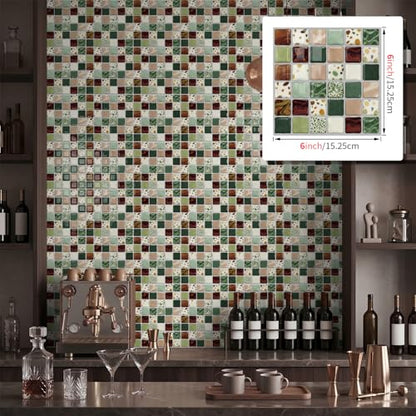 VICCI 20-Pack 6x6 Peel and Stick Backsplash 3D Mosaic Tiles - color: Earth Multi-color