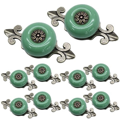 Ceramic Knobs, Green Dresser Knobs, 10pcs - color: Green, size: 10 Pieces