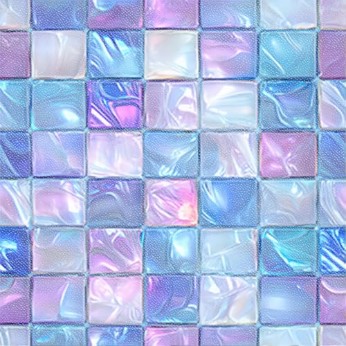 HOMETITUTE Ice Blue Purple Mosaic Floor 12in Vinyl Tile - color: Purple