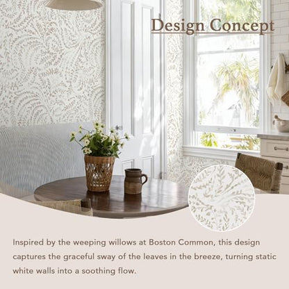 Heroad Peel and Stick Wallpaper Modern Boho Contact Paper Neutral Beige Wall Paper Removable Waterproof Self Stick Renter Friendly Wallpaper for Bedroom Living Room Bathroom Kitchen Vinyl 17.3”x393” - color: Light Brown, size: 17.3" x 393"