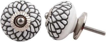 Set of 10 Ceramic Cabinet Colorful Knobs for Kitchen, Cabinet, Drawer, Wardrobe (Black & White4) - color: Black & White4