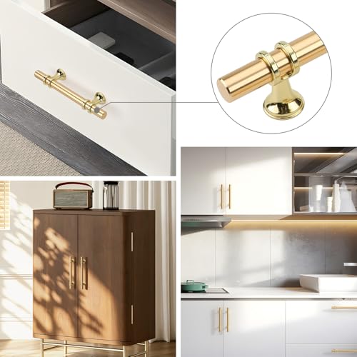 Rergy 10 Pack 3-3/4 Inch Hole Center Gold Handles for Cabinets - color: Gold, size: 3-3/4in Hole Center(96mm)