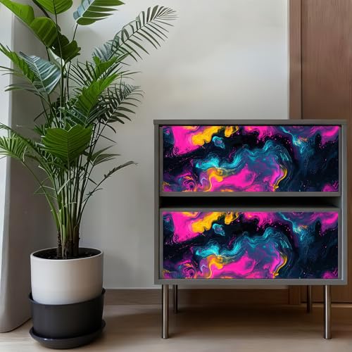 Wall Decal 78.7 x 15.7 in Neon Marble Peel and Stick Wall Sticker - color: colorful0900