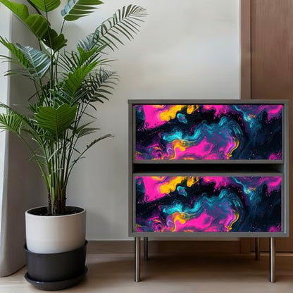Wall Decal 78.7 x 15.7 in Neon Marble Peel and Stick Wall Sticker - color: colorful0900