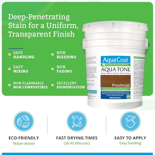 Aqua Coat Aqua Tone Water-Based Wood Stain (5-Gallon, Provincial) - color: Provincial, size: 5 Gallon