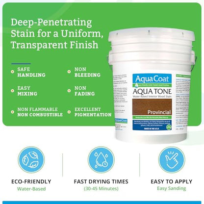 Aqua Coat Aqua Tone Water-Based Wood Stain (5-Gallon, Provincial) - color: Provincial, size: 5 Gallon