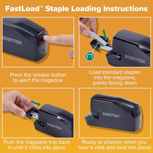 Bostitch Office Portable Electric Stapler, 20 Sheets, AC or Battery Powered, Black (MDS20-BLK) - color: Black