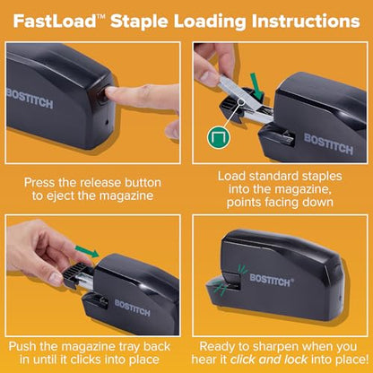 Bostitch Office Portable Electric Stapler, 20 Sheets, AC or Battery Powered, Black (MDS20-BLK) - color: Black