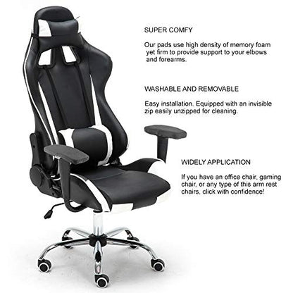 Aloudy Ergonomic Memory Foam Office Chair Armrest Pads, Comfy Gaming Chair Arm Rest Covers for Elbows and Forearms Pressure Relief(Set of 2) (Gray) - color: Medium, Gray