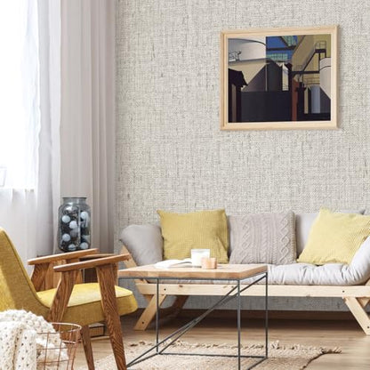 Grasscloth Peel and Stick Wallpaper Beige and Gray 15.7in x 196.8in - color: Beige Gray, size: 15.7"W x 196.8"L