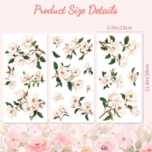 Peacoblue Chinese Aesthetic Magnolia Rub On Transfers for Furniture 6"x12" - style: Chinese Aesthetic Magnolia
