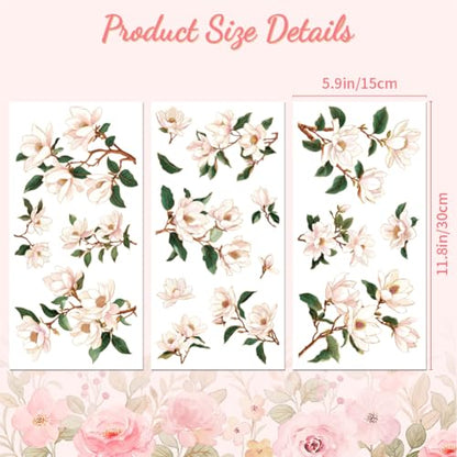 Peacoblue Chinese Aesthetic Magnolia Rub On Transfers for Furniture 6"x12" - style: Chinese Aesthetic Magnolia