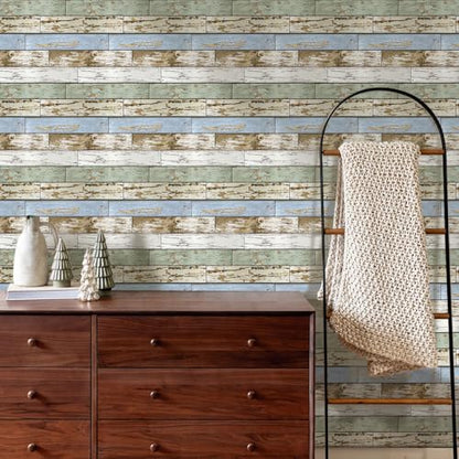 Commomy 3D Faux Wood Peel and Stick Wall Tiles 10 Pcs 11.8" x 11.8" - color: Wood-AB