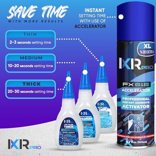 CA Glue with Activator 18x Thin Medium Thick Glue Kit 6X 16.9oz Accelerator - size: 6 Pack