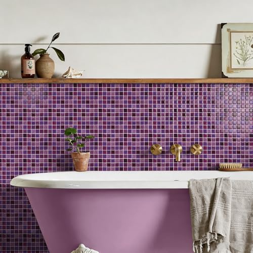 VICCI 20-Pack 6x6 Purple Peel and Stick Backsplash Tiles - color: Purple Mix