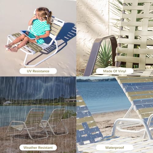 LukLoy 2" Wide 60ft Long Vinyl Straps for Patio Chairs Repairs, Driftwood - color: Driftwood, size: 60 Ft strap + 60 rivets