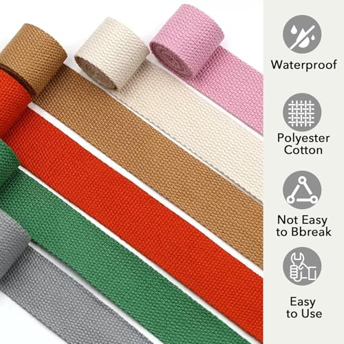 1 Inch Cotton Webbing, 6.5 Yards for Bags Handles, White & Black - color: White & Black, size: 1 Inch