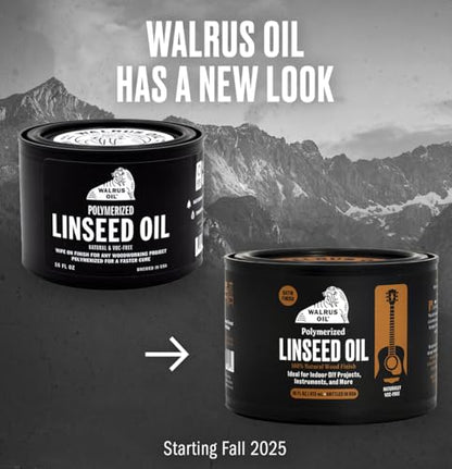 Walrus Oil - Polymerized Linseed Oil. 100% Natural, VOC-Free, Fast Curing Wood Sealer. Food-Contact Safe, 16oz Can