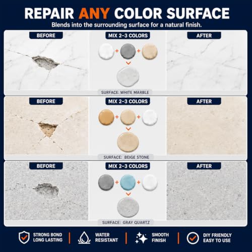 Tile & Stone Repair Kit, Putty Filler for Crack on Ceramic, Porcelain