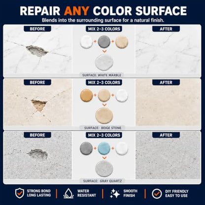 Tile & Stone Repair Kit, Putty Filler for Crack on Ceramic, Porcelain