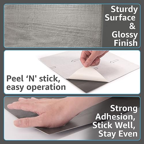 Art3d 30-Pack Peel and Stick Vinyl Floor Planks, 12 x 12 in, Taupe Ash - color: Taupe Ash