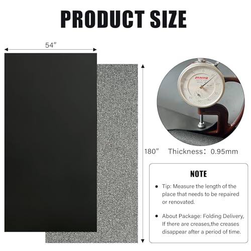 Faux Leather Fabric,54"x180" Thick Durable Synthetic Upholstery Leather Vinyl, Soft Smooth Waterproof, Durable,Replacement Renovate for Wallets, DIY Projects, Furniture, Car Seats 5 Yards-Black - color: Black, size: 5 Yards (54" x 180")