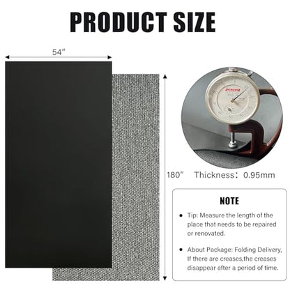 Faux Leather Fabric,54"x180" Thick Durable Synthetic Upholstery Leather Vinyl, Soft Smooth Waterproof, Durable,Replacement Renovate for Wallets, DIY Projects, Furniture, Car Seats 5 Yards-Black - color: Black, size: 5 Yards (54" x 180")