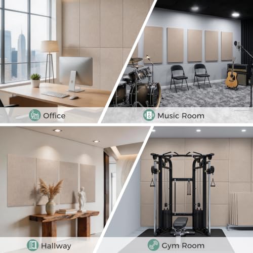 TO-TH Sound Proof Panels for Walls Thickened Acoustic Panel 4 Pack, Camel - color: Camel, size: 4 Pack