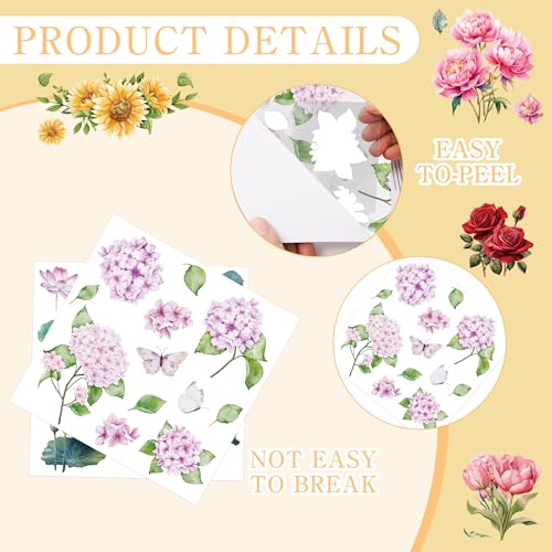 12 Pcs Flower Rub-On Transfers for Furniture & Crafts, 5.9 x 5.9 Inch - style: Flower