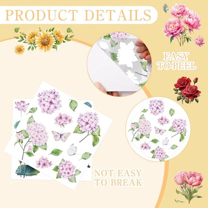 12 Pcs Flower Rub-On Transfers for Furniture & Crafts, 5.9 x 5.9 Inch - style: Flower