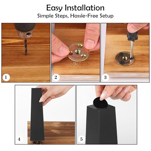TURSTIN 16 PCS 8 Inch Wood Furniture Legs, Couch Legs Replacement, Black - color: Black, size: 8 Inch
