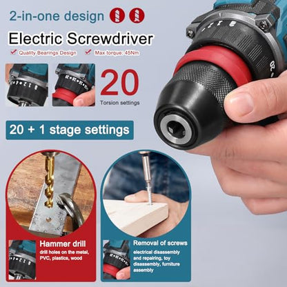 18V 2 in 1 Power Drill, Electric Screwdriver, Screw Driver