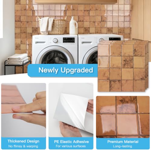 Art3d Grid Design Peel and Stick Backsplash, 10-Pack, Terracotta - color: Terracotta