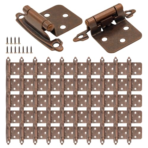 Antique Copper Bronze Cabinet Hinges,1/2" Overlay, 50 Pack(25 Pairs) - color: Antique Copper, size: 50 Pack(25 Pairs)