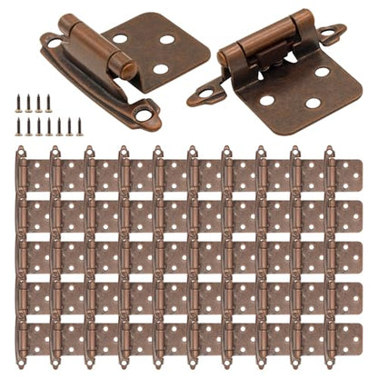 Antique Copper Bronze Cabinet Hinges,1/2" Overlay, 50 Pack(25 Pairs) - color: Antique Copper, size: 50 Pack(25 Pairs)