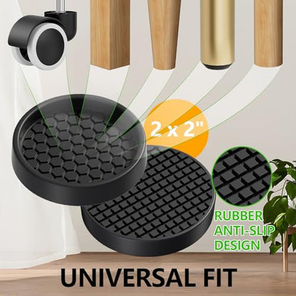 Non Slip Furniture Pads for Hardwood Floors - 16PCS 2" Caster Cups, Round - size: 2" 16pcs Black