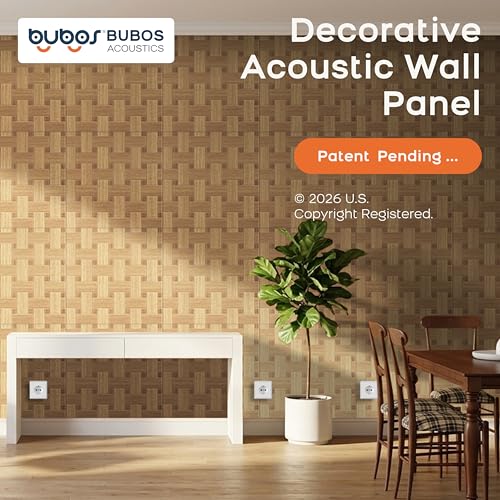 BUBOS 6 Pack Faux Wood Wall Panel,23.6"x23.6" Peel and Stick Acousitc Panel - color: GrainLoom Teakwood