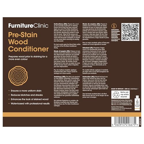 Furniture Clinic Pre-Stain Wood Conditioner, Water-Based, Prevents Spotting